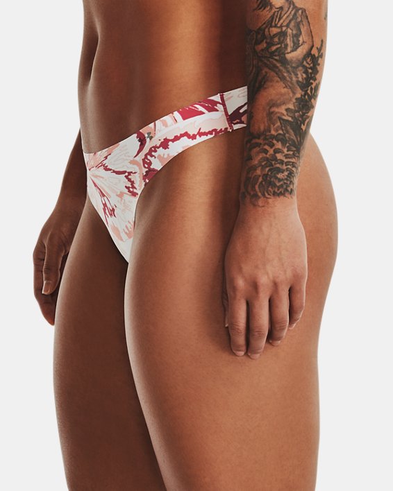 Women's UA Pure Stretch Thong 3-Pack Printed, Pink, pdpMainDesktop image number 2